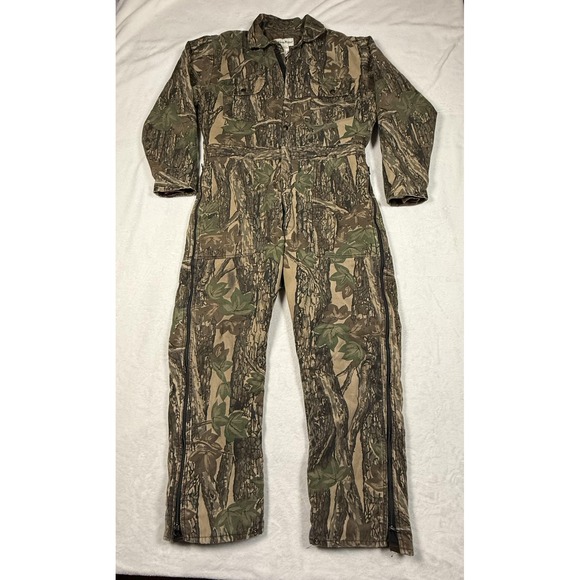 Vintage Gander Mountain Coveralls Mens Large Brown TreBark Camo Hunting 90s - Picture 2 of 15